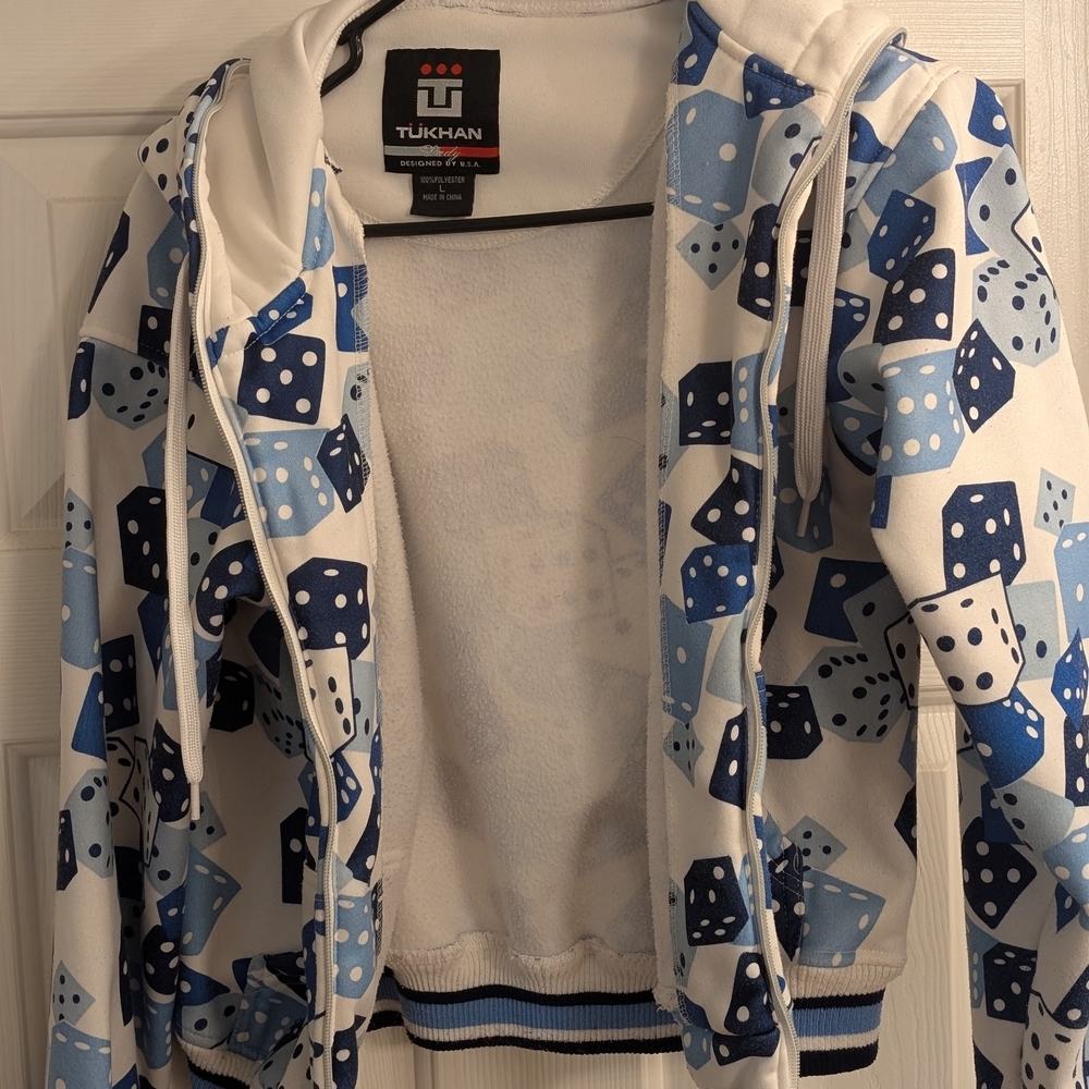 Womens Dice Print Jacket - Blue and White